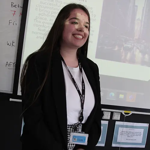 Business student presenting