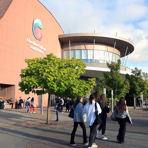 Students arriving at Crewe Campus