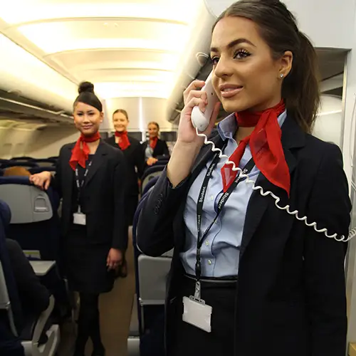 Travel and Tourism Students in the aircraft cabin.