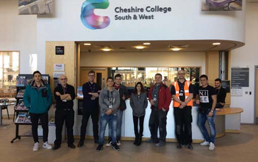 A group of students stood outside main Cheshire College campus