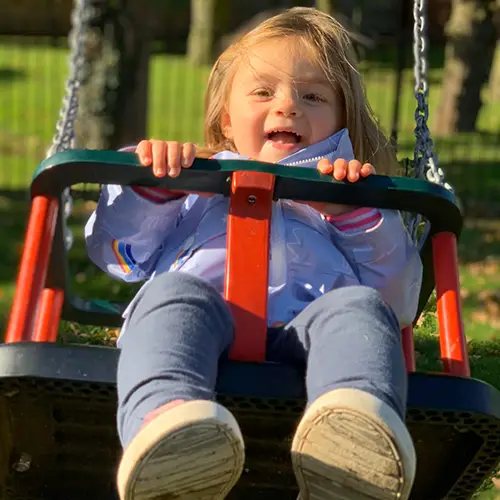 Starting point nursery girl on a swing