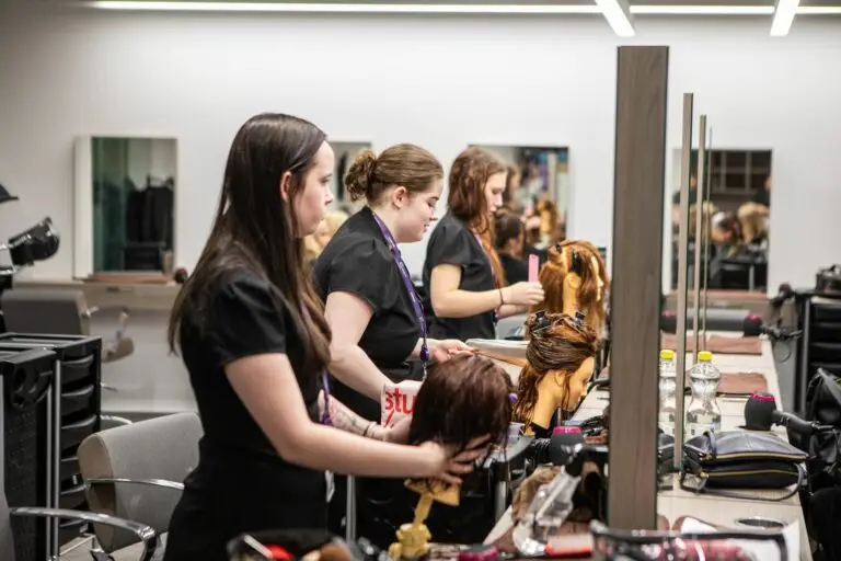 Hairdressing and Beauty therapy students in a salon